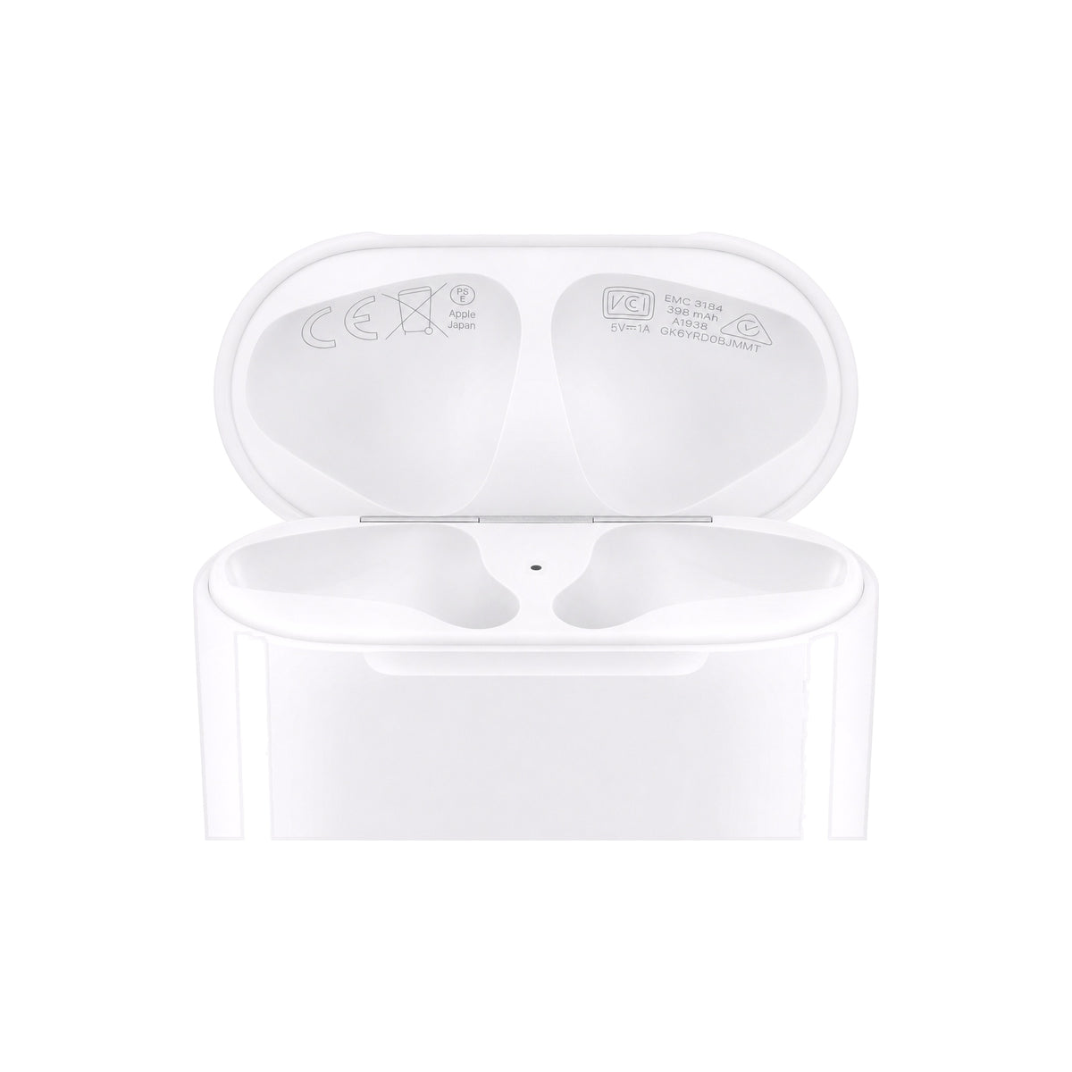 AirPods 2e generatie – originele oplaadcase – gravering (regelgevingsblok deksel)