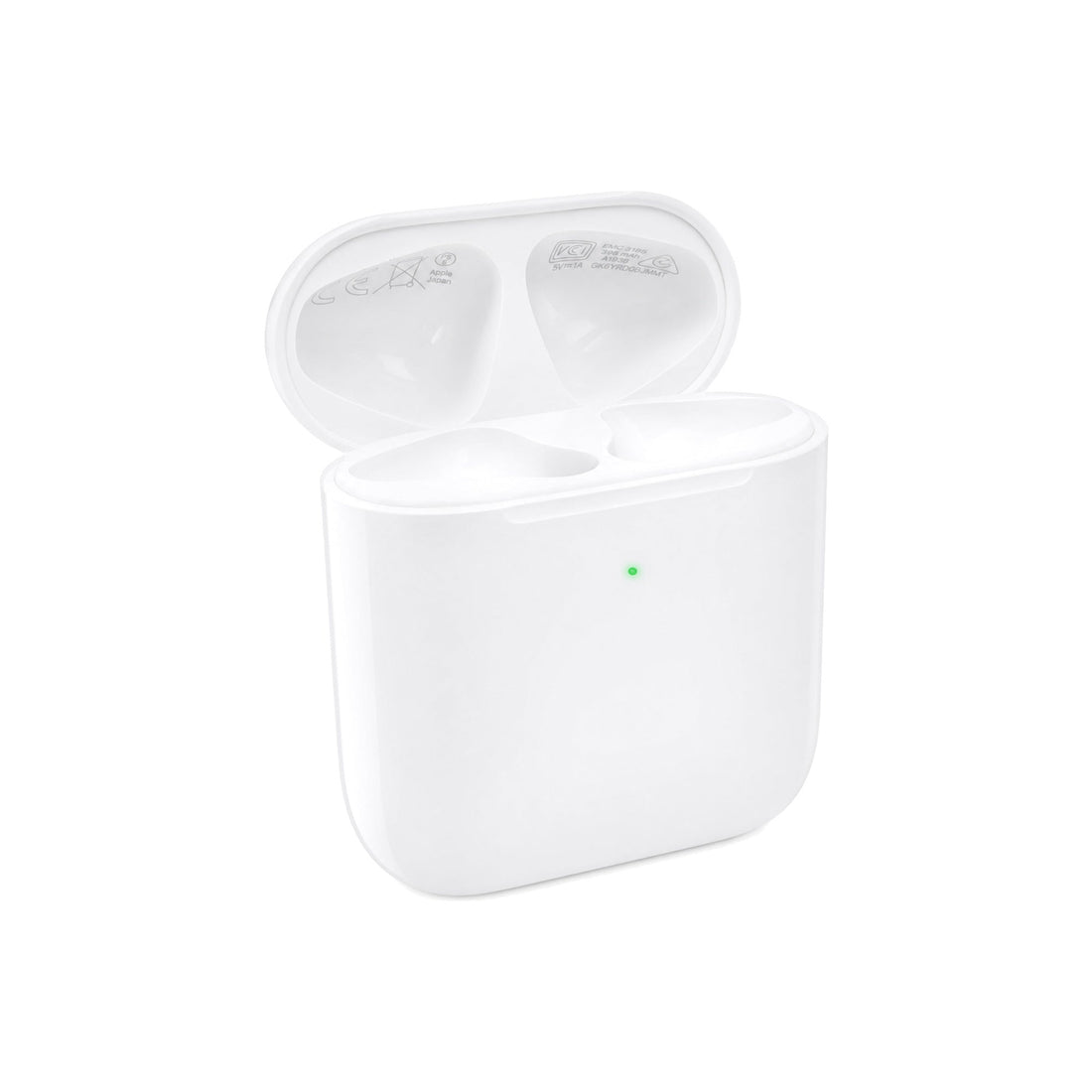 Oplaadcase AirPods 2e generatie, open, driekwart aanzicht